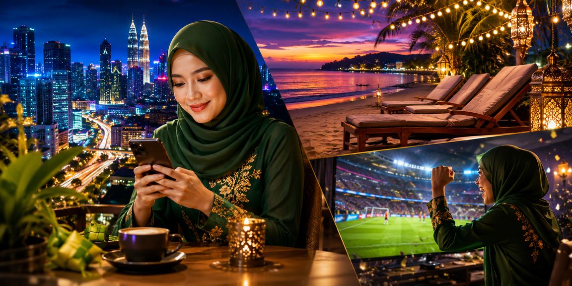 Pemain e90 menggunakan aplikasi mudah alih di Petaling Jaya semasa Hari Raya